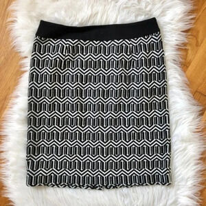 Banana Republic Black White Geometric Pencil Skirt